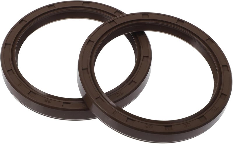 VekAuto Universal Oil Seal TC Double Lip W Steel Spring Seal Ring Rotary Shaft Seal 55x68x8mm High Pressure FKM Rubber Brown 2 Pcs - Image 1